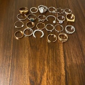 Elegant Gold and Silver Ring Set